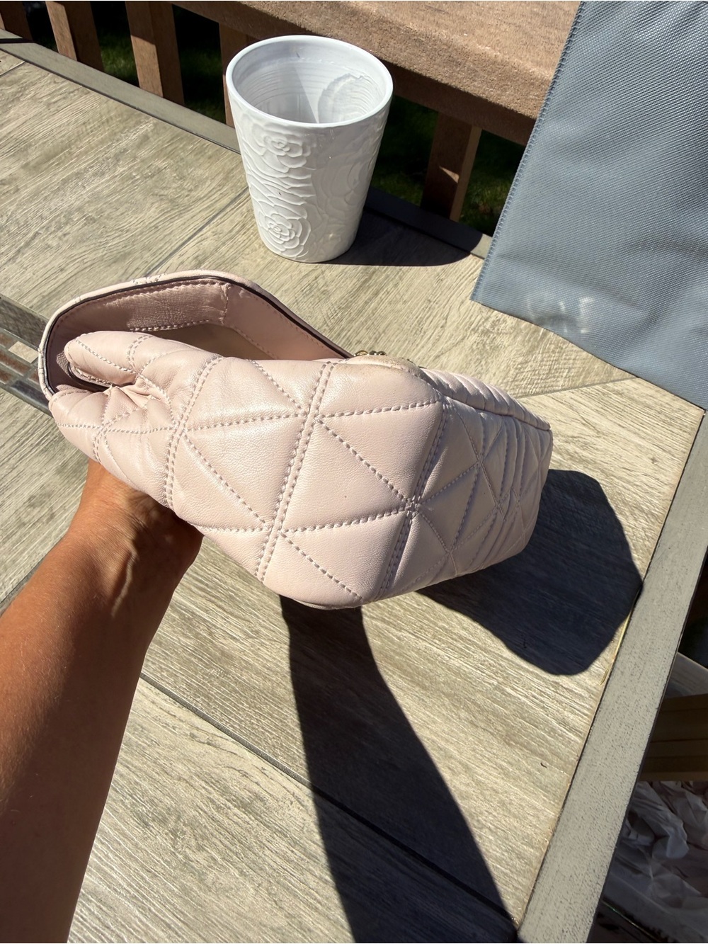 GUC Michael Kors Sloan Large Quilted-Leather Lambskin Soft Pink Shoulder Bag - Picture 6 of 9